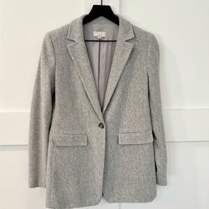 LOFT Classic Herringbone Gray Blazer